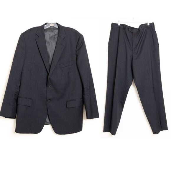 Brooks Brothers 2-Piece Fitzgerald Suit Wool Dark Gray Size 46 R 40W Made in USA - Picture 1 of 16